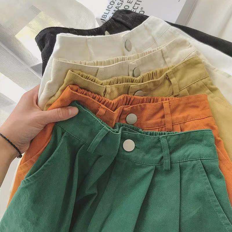 Thin outer wear wide leg shorts summer Korean version  new high waist thin white work casual pants women ins