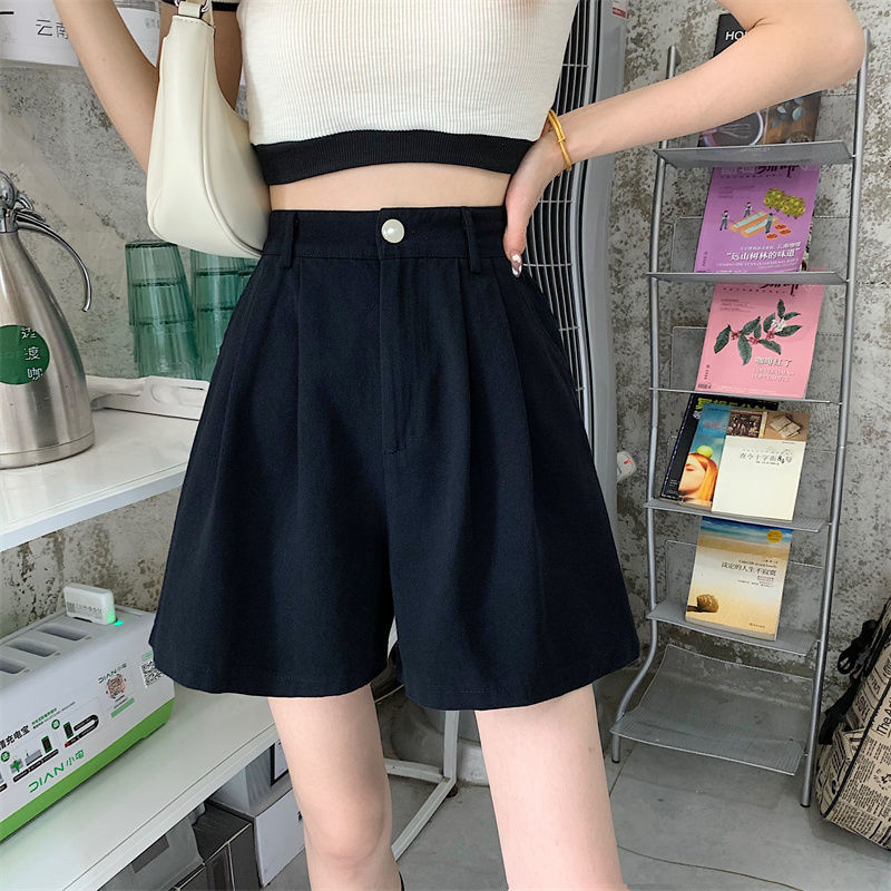 Thin outer wear wide leg shorts summer Korean version  new high waist thin white work casual pants women ins