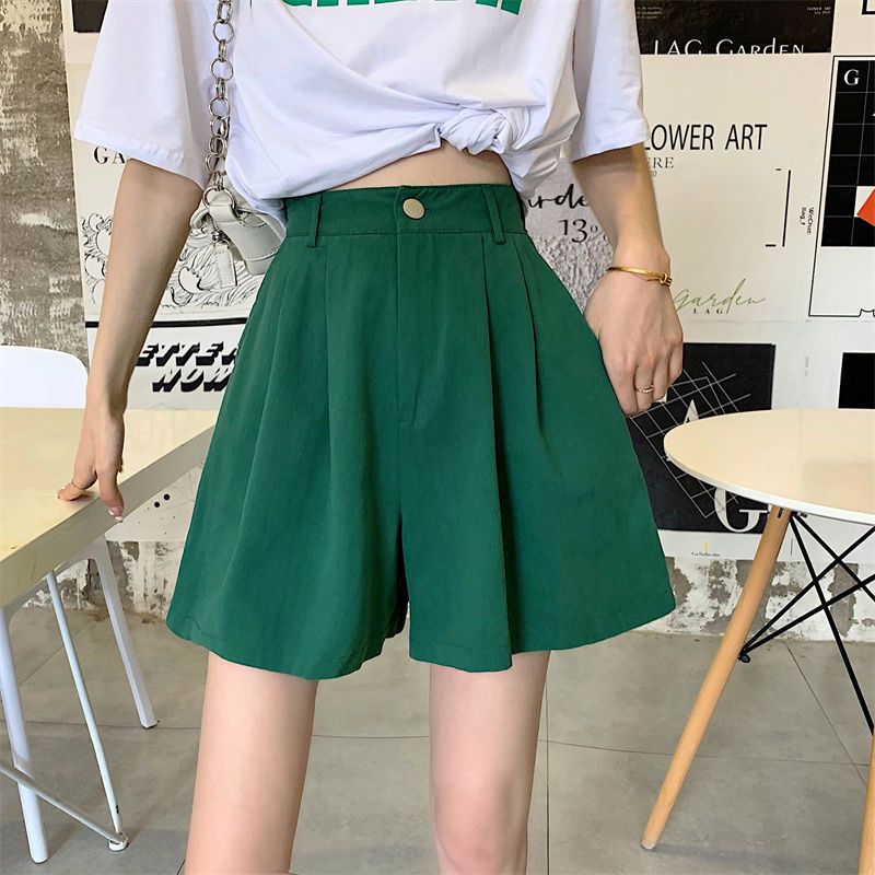 Thin outer wear wide leg shorts summer Korean version  new high waist thin white work casual pants women ins