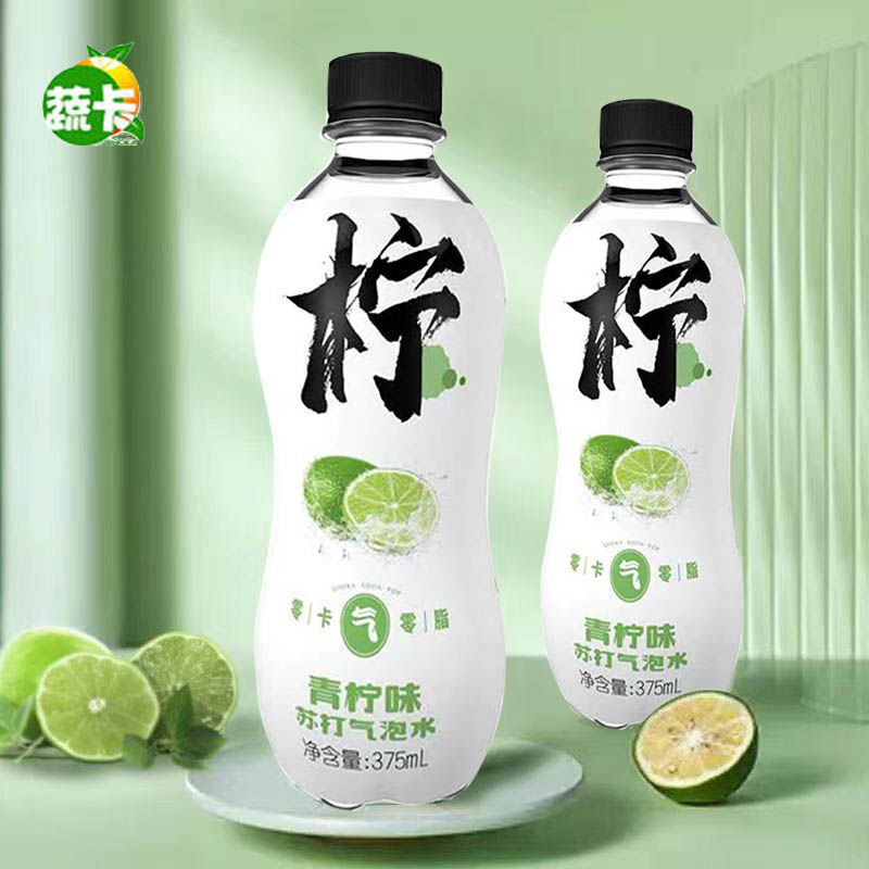 37751-蔬卡柠檬无糖苏打气泡水375g*12瓶整箱批发0卡0脂夏日汽水饮料-详情图