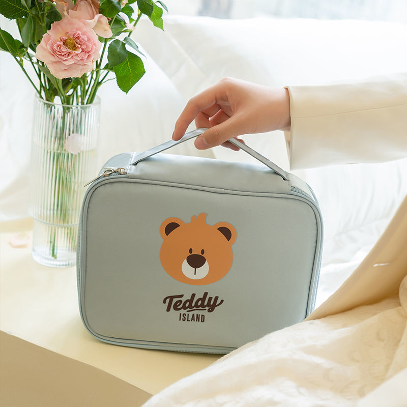 Cosmetic Bag Portable Toiletry Bag Teddy Bear Cartoon Cosmetic Storage Bag Girly Wind Waterproof Large Capacity Travel Bag
