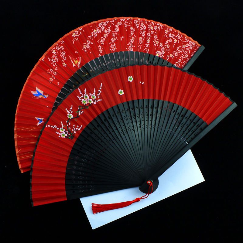 折扇女式跳舞蹈中国风汉服折叠扇子古风日式随身复古装便携网红扇 虎窝拼