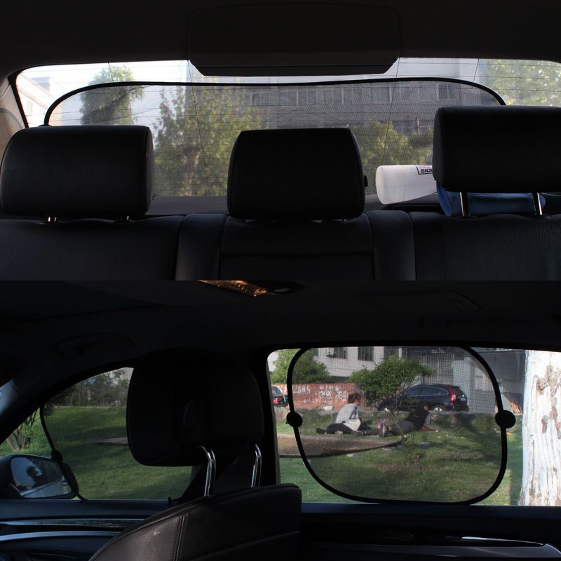 汽车遮阳挡遮阳板车用车内网纱帘吸盘式太阳侧窗车窗遮光防晒隔热