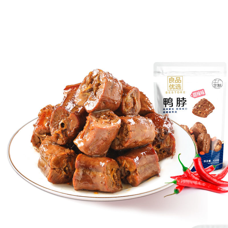 91699-良品铺子鸭脖128g*2袋鸭脖鸭翅鸭锁骨麻辣甜辣味网红零食小吃休闲-详情图
