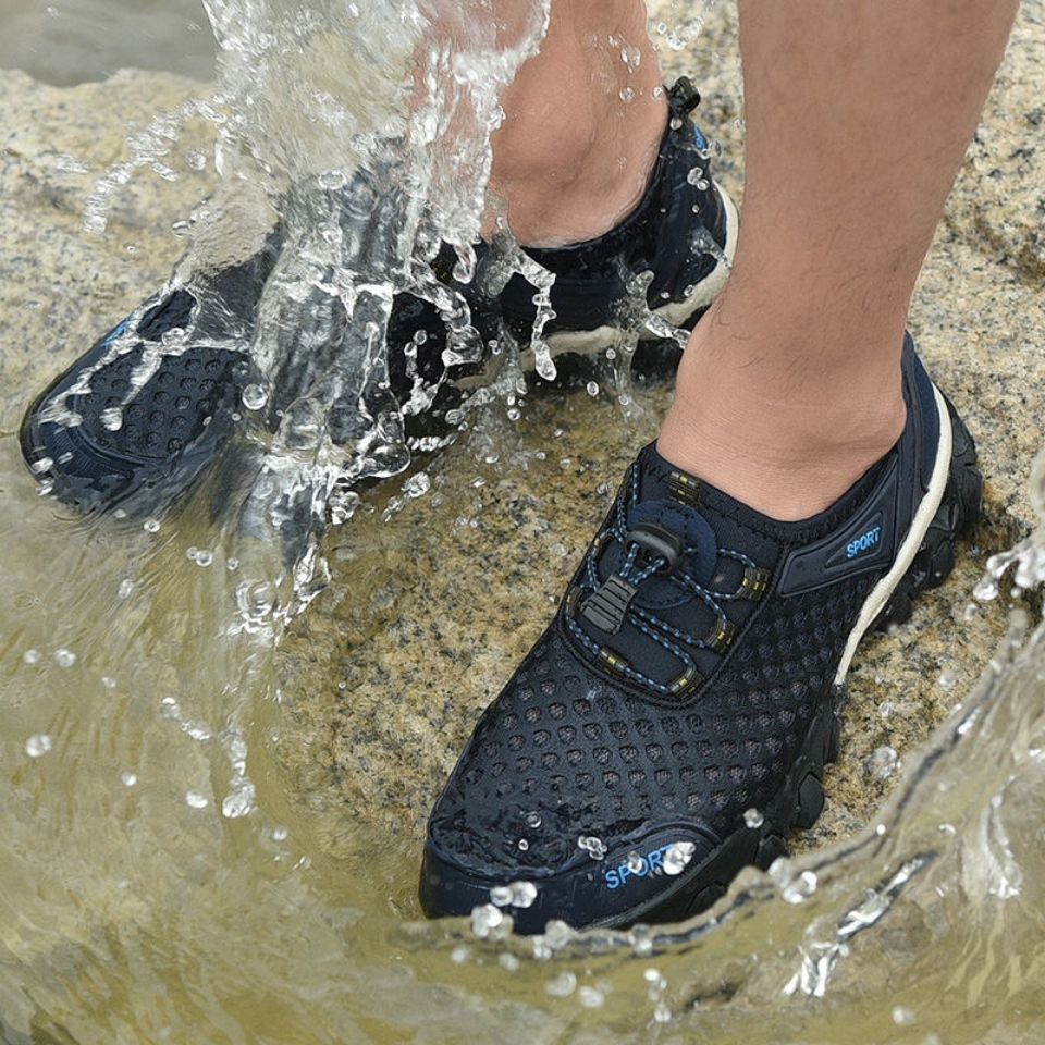 男网鞋夏季透气涉水鞋男士运动休闲跑步潮鞋韩版网面登山布鞋