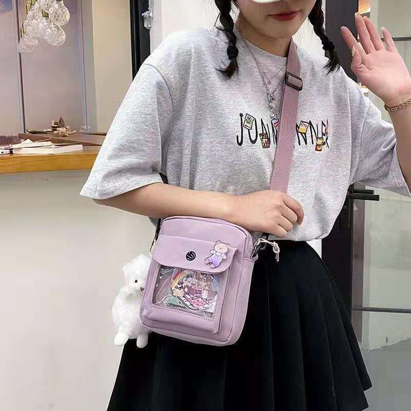 可愛少女森系布包日系學生卡通單肩斜挎包2021新款小方包時尚潮