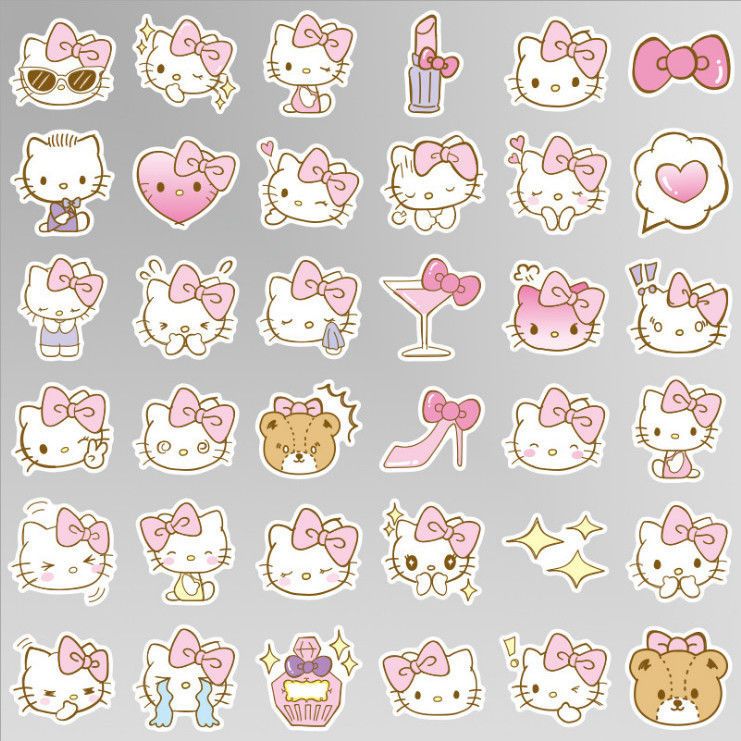 40枚粉色hello kitty猫可爱少女心ipad笔记本贴纸手账防水贴画