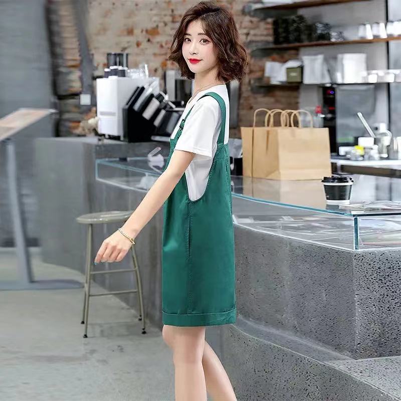 Bib shorts suit women's summer thin section fashion fried street age reduction small man foreign style fashionable slim two-piece set