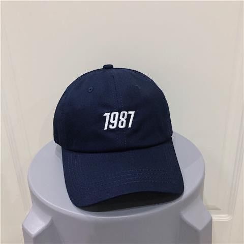 1987 embroidered baseball cap women's spring and summer soft top peaked hat show face small Japanese curved brim hat men's ins tide brand
