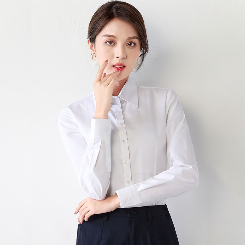 夏季新款白衬衫短袖女士职业工装工作服正装衬衣长袖气质棉衬衣OL