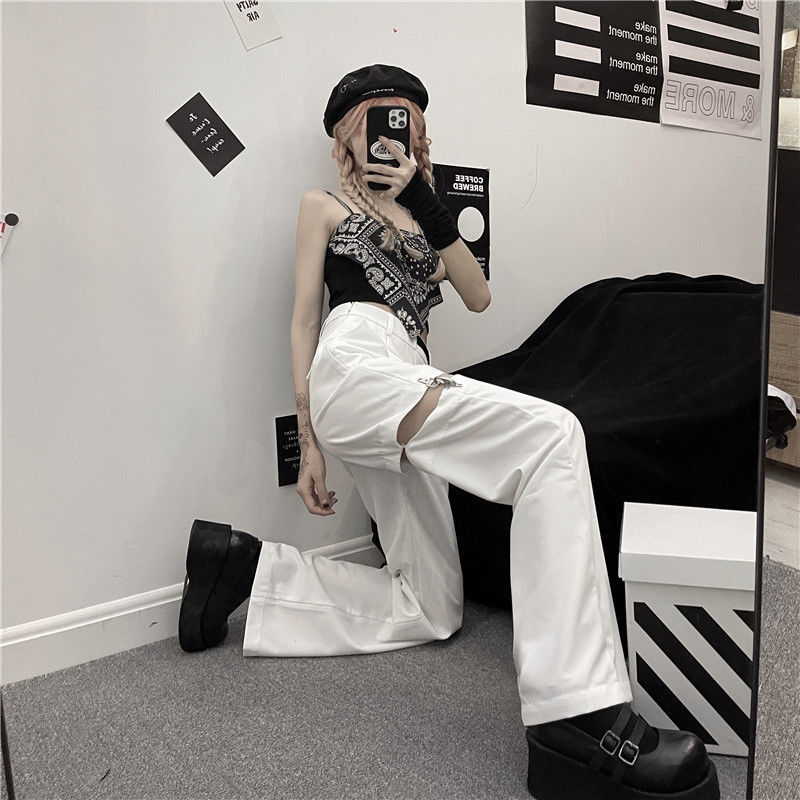 Yamamoto style dark Department handsome Street bombing thin wide leg casual pants women's summer ins trend design straight pants