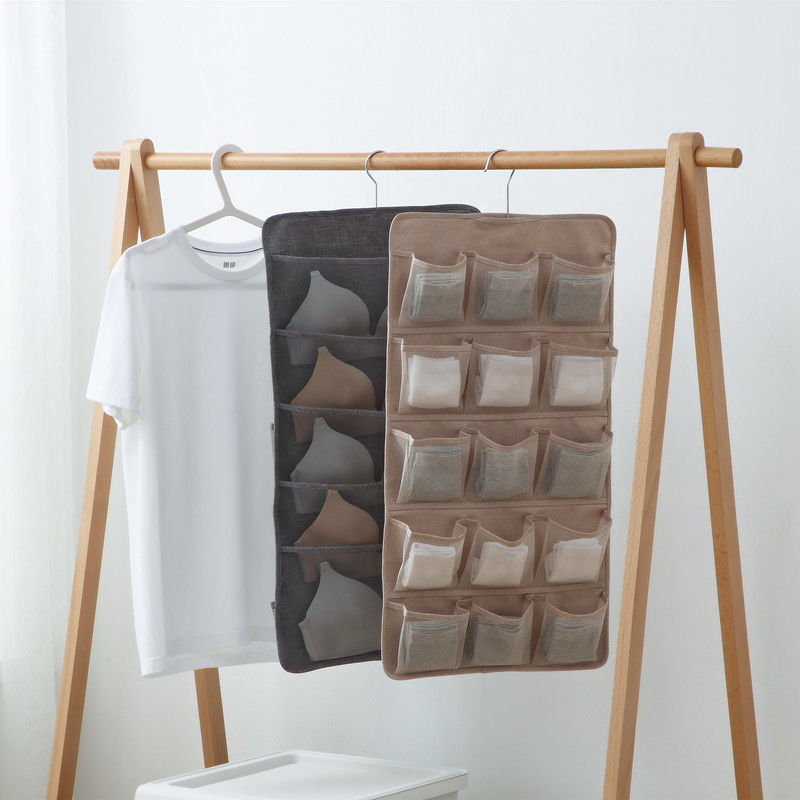 Wardrobe underwear socks storage plane hanging bag storage bag wall hanging dormitory wardrobe hanging storage fabric