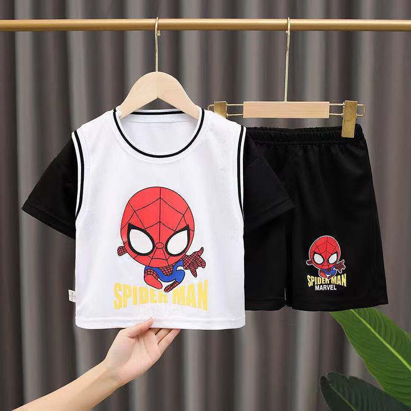 Children's wear boys' short sleeve set  summer wear new breathable spider man Altman handsome fashion cartoon two-piece set