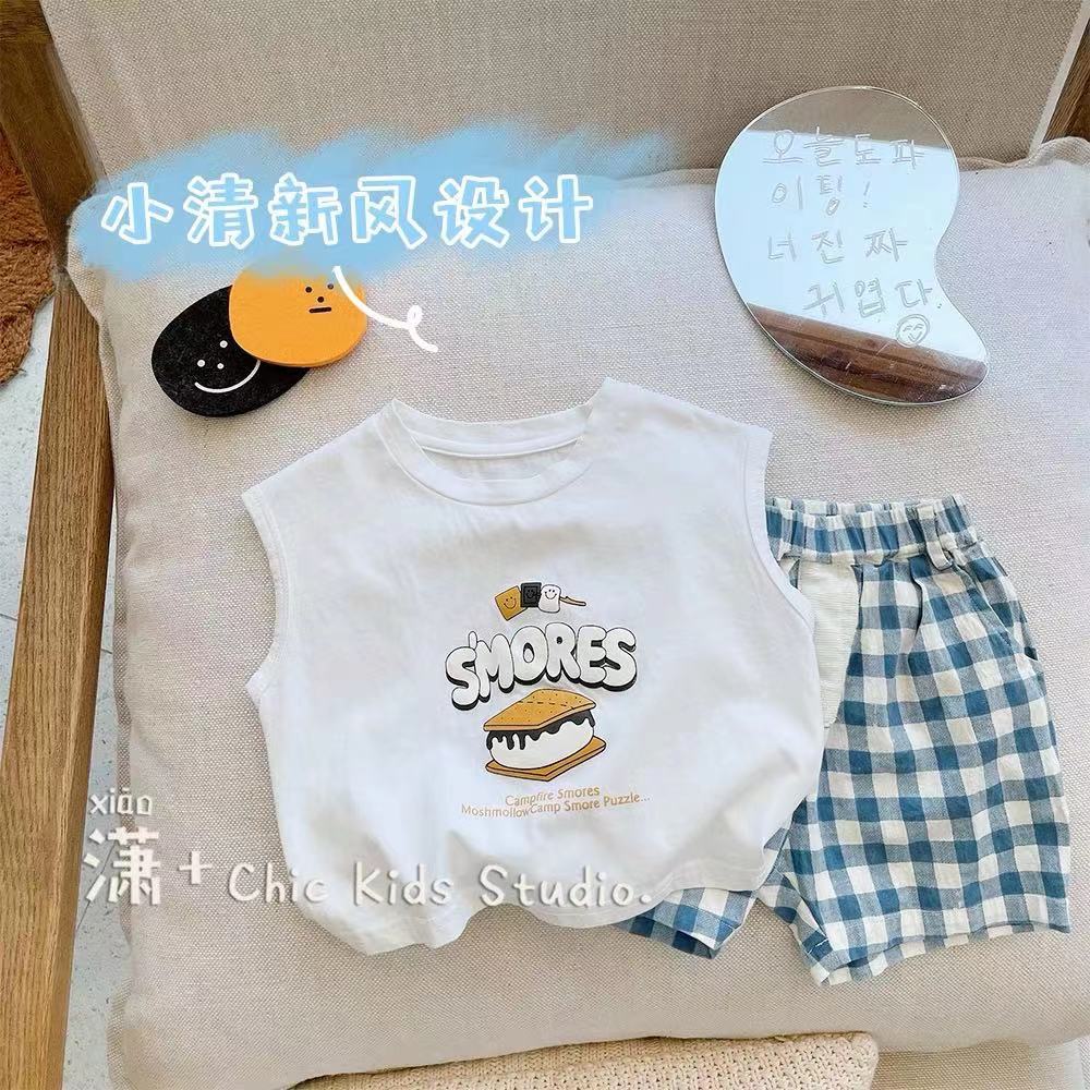 Boys vest cotton T-shirt 2021 summer new small and medium-sized children's summer foreign style boy comfortable sleeveless top t