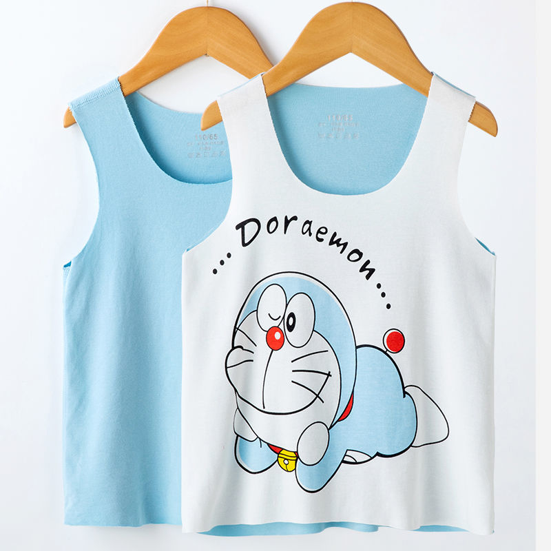 Ice silk sense children's seamless vest summer boys and girls clothing modal solid color cotton sleeveless cartoon printed small vest