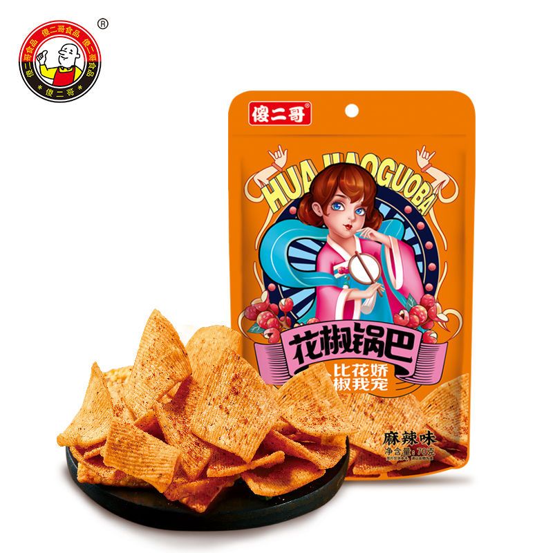 175620-傻二哥花椒锅巴麻辣爆辣味休闲小零食品油炸膨化米锅巴独立小包装-详情图
