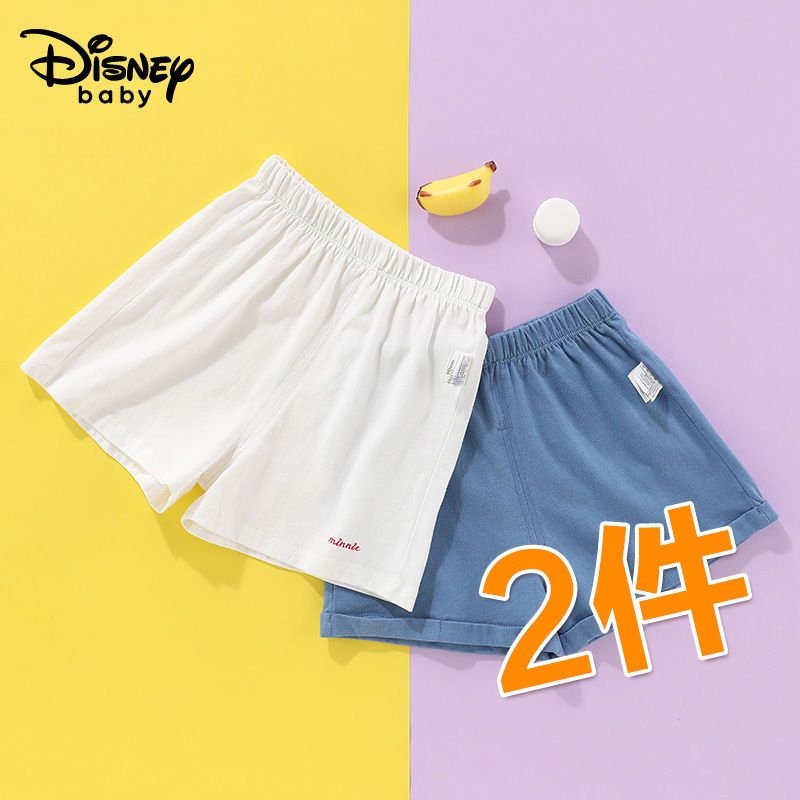迪士尼童装女童短裤2021新款儿童洋气时尚裤子女孩休闲纯棉运动裤