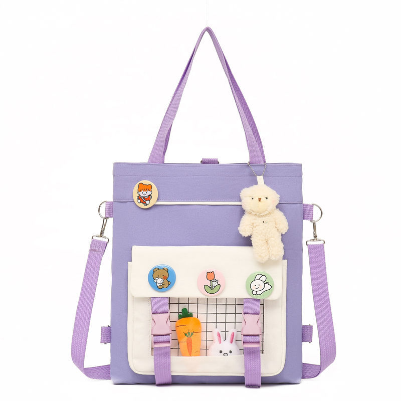 Primary school students remedial bag middle school students hand bag canvas book bag men and women children remedial bag one shoulder school bag Messenger bag