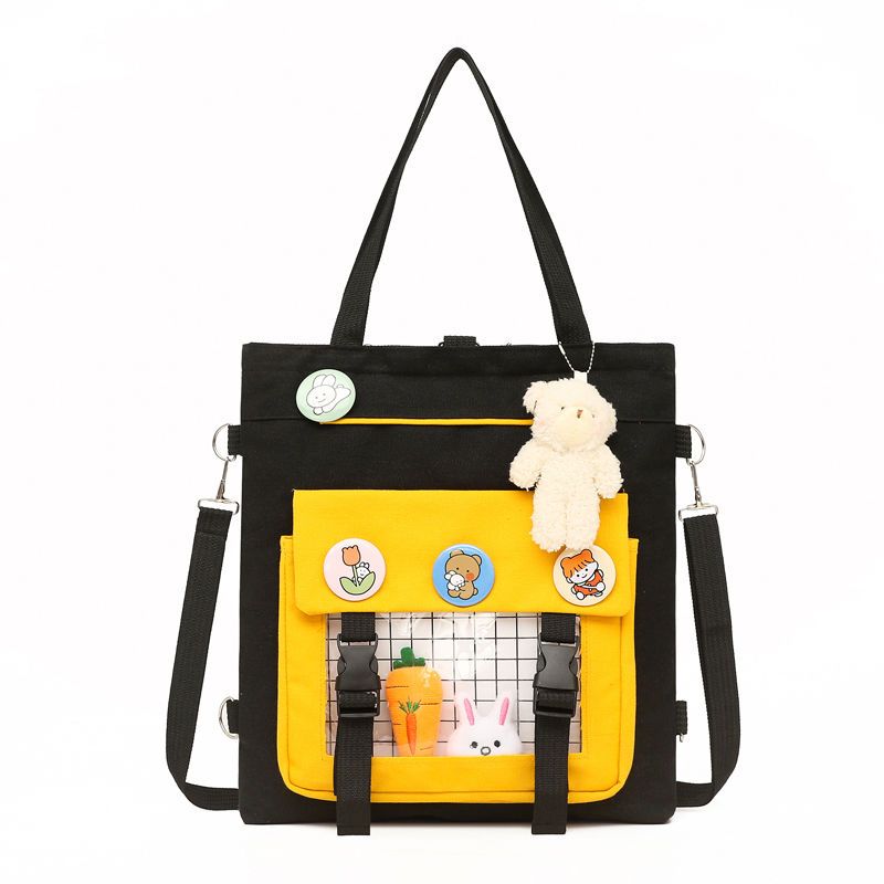 Primary school students remedial bag middle school students hand bag canvas book bag men and women children remedial bag one shoulder school bag Messenger bag