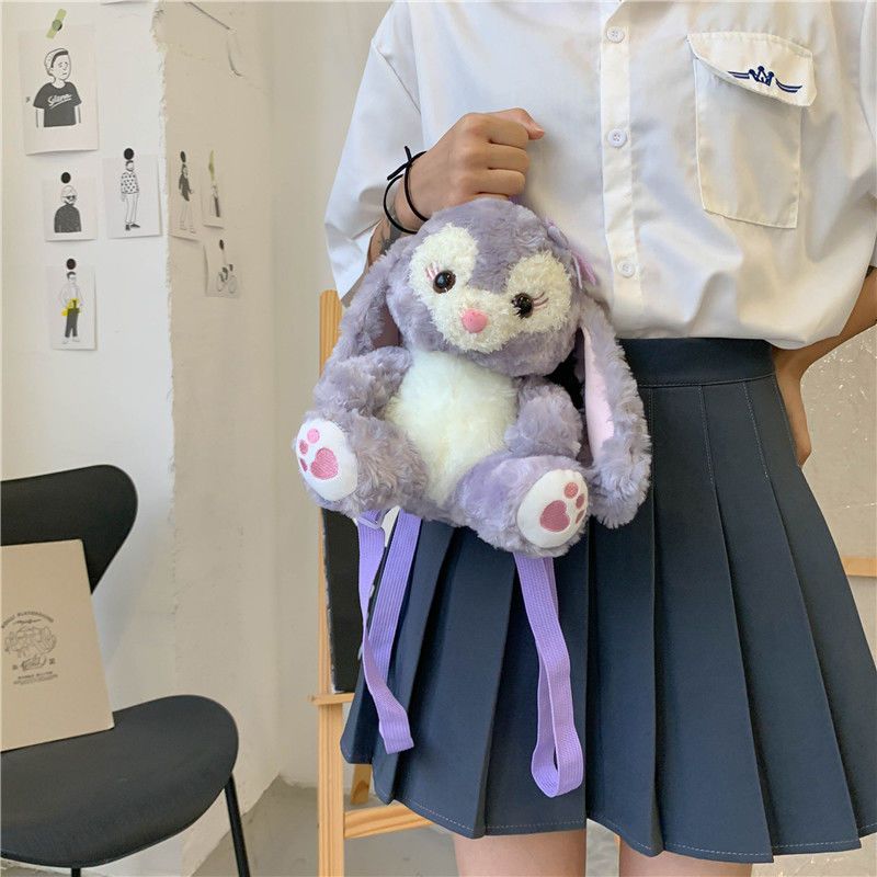 新款网红紫兔子玩偶包可爱毛绒公仔斜跨JK制服包儿童卡通双肩包