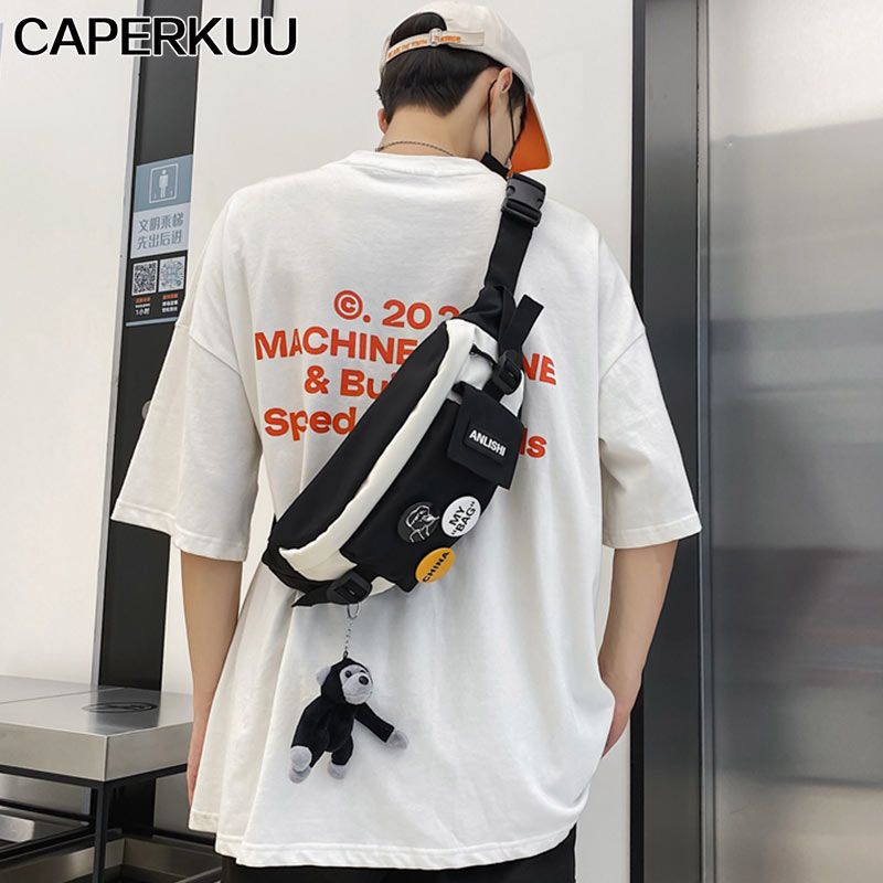CAPERKUU潮牌胸包男个性时尚单肩包运动腰包女日系百搭休闲斜挎包