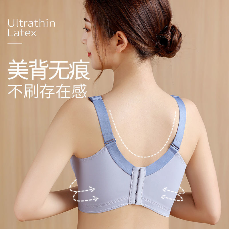 Large breasts show small underwear women's breathable gathered without rims to collect auxiliary breasts adjustable large size thin section bra set summer