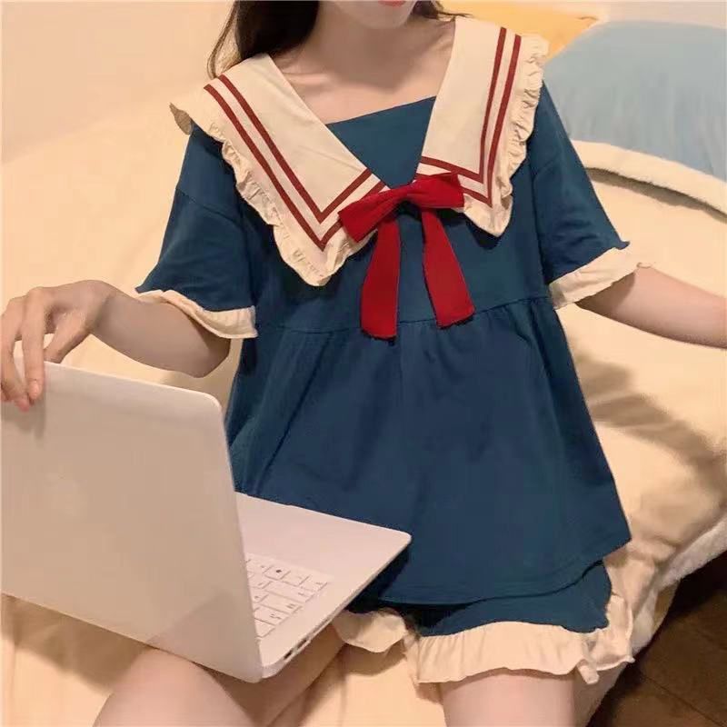 睡衣女夏季短袖套裝寬鬆學生公主ins風2021年新款睡裙女士家居服