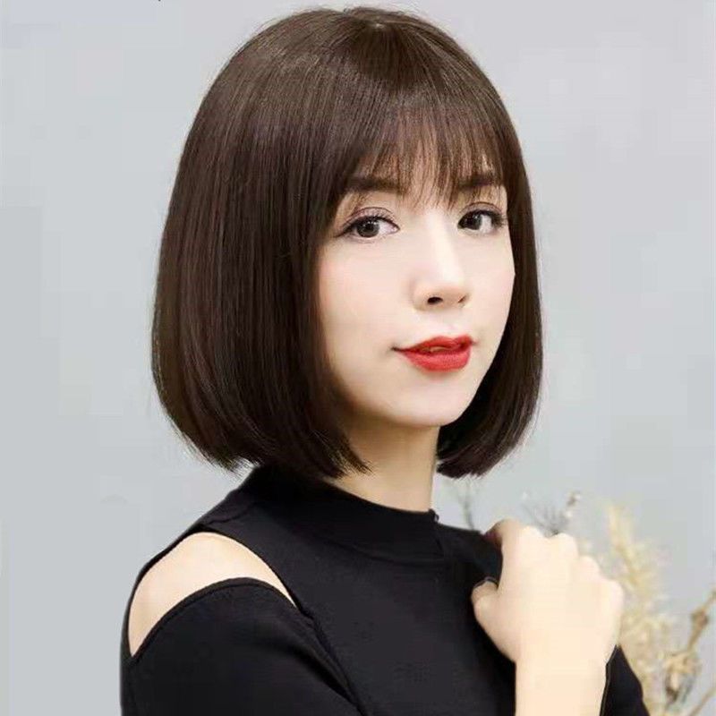 假发女短发真发波波头内扣圆脸bobo头自然逼真整顶长