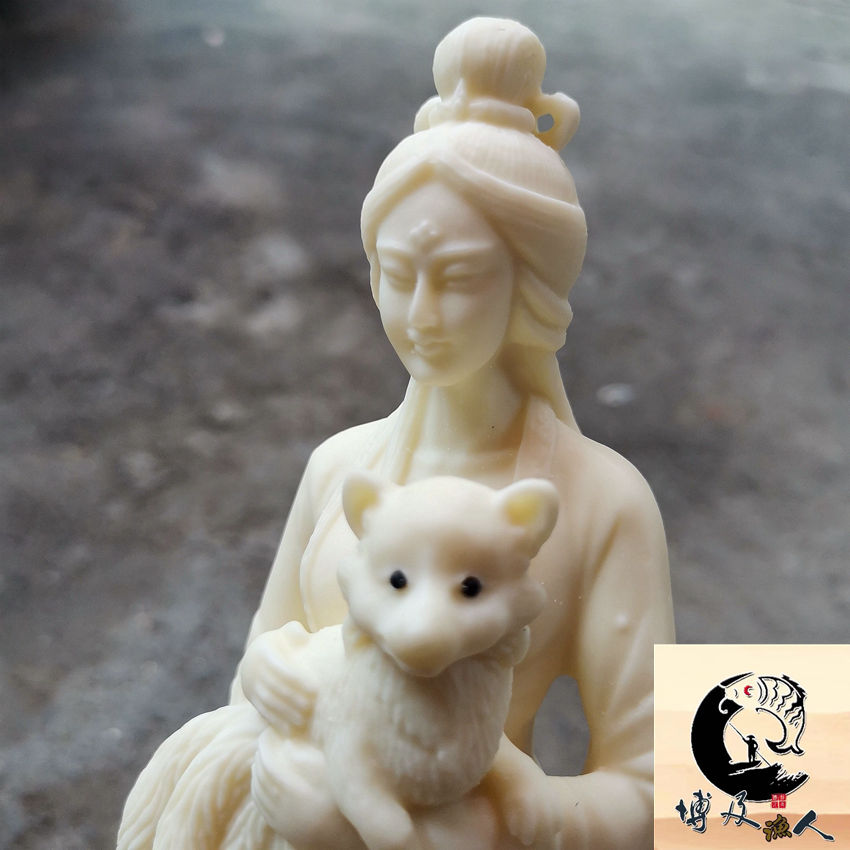 象牙果狐仙娘娘九尾狐大摆件小仙女狐狸精家居招财工艺品佛像供奉 虎窝拼
