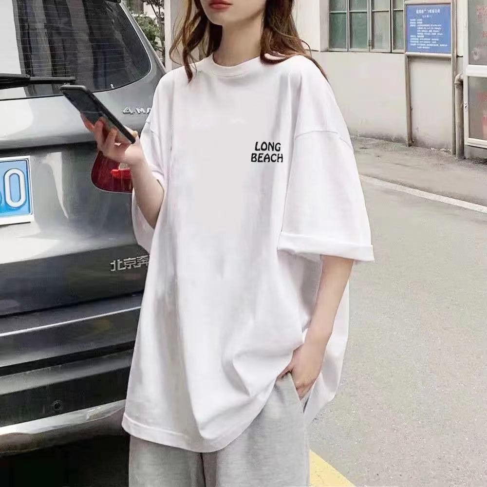 港風短袖t恤女裝超肥加大碼200-300斤寬鬆韓版ins潮學生少女上衣