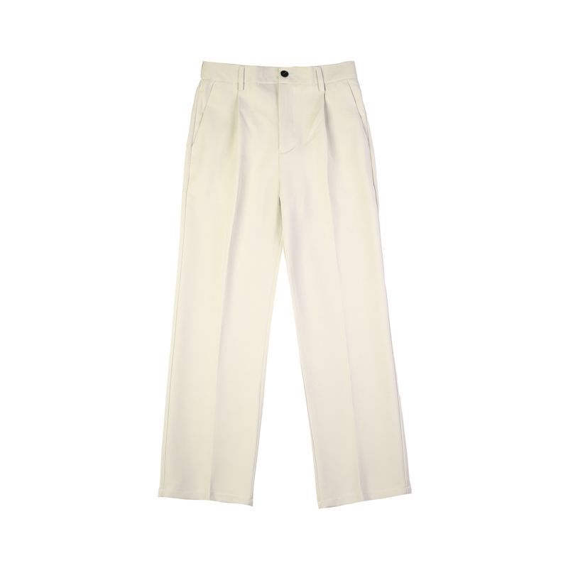Thin ice silk cropped trousers men's summer new style trousers Korean style trend thin wide-leg straight-leg long trousers