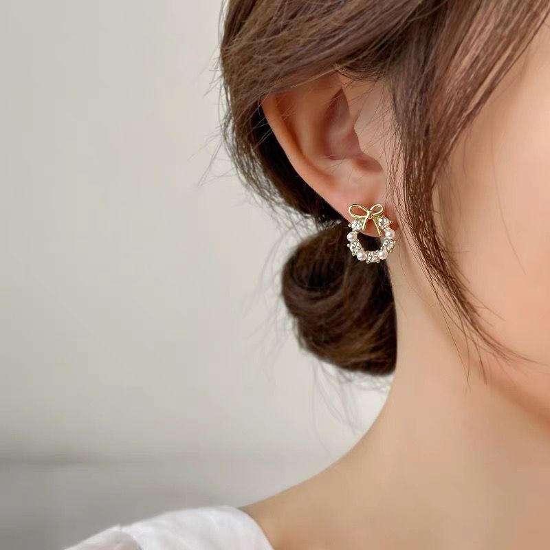 小巧蝴蝶结2021年新款潮耳环网红气质耳钉925纯银银针韩国耳饰