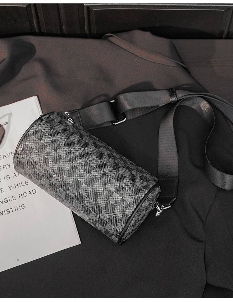 Geantă crossbody pentru bărbați, geantă de umăr presbyard la modă pentru bărbați, geantă în carouri pentru tineret, geantă diagonală nouă, geantă cilindrică_voghion.com