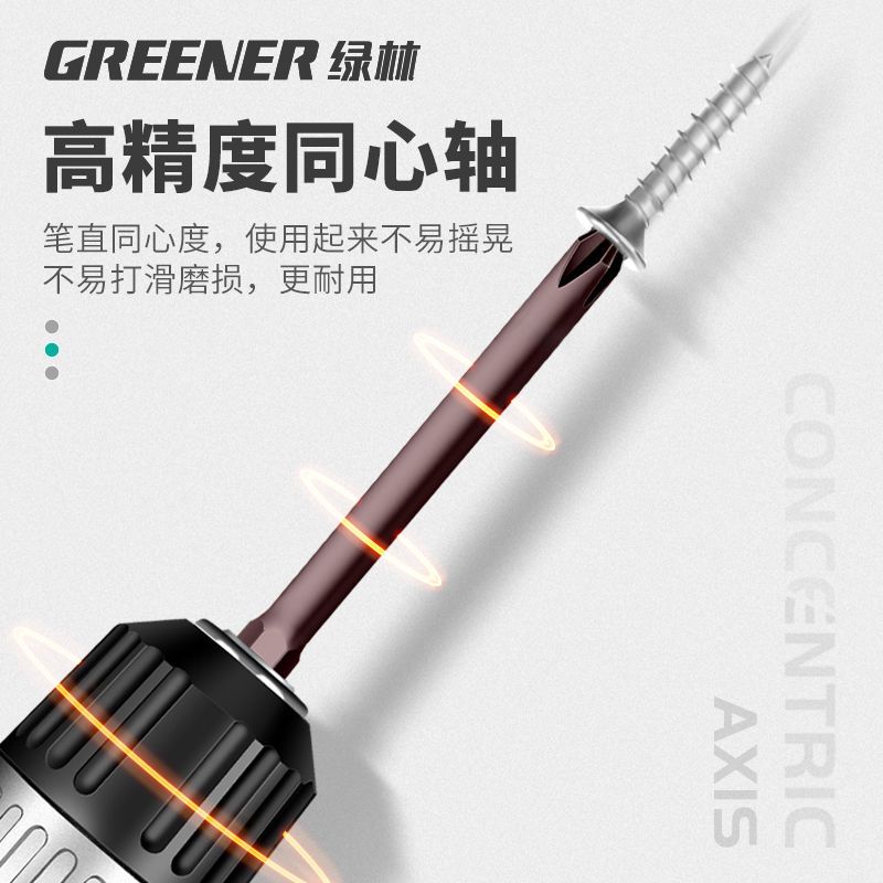 绿林S2高硬工业级十字批头强磁套装电动螺丝刀披风批电钻加长起子