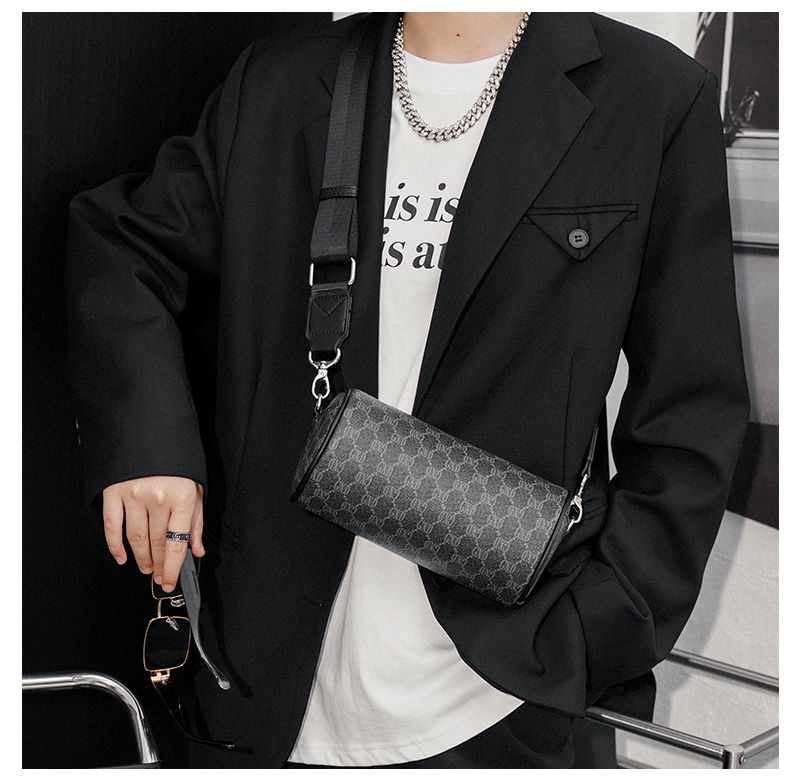 Geantă crossbody pentru bărbați, geantă de umăr presbyard la modă pentru bărbați, geantă în carouri pentru tineret, geantă diagonală nouă, geantă cilindrică_voghion.com