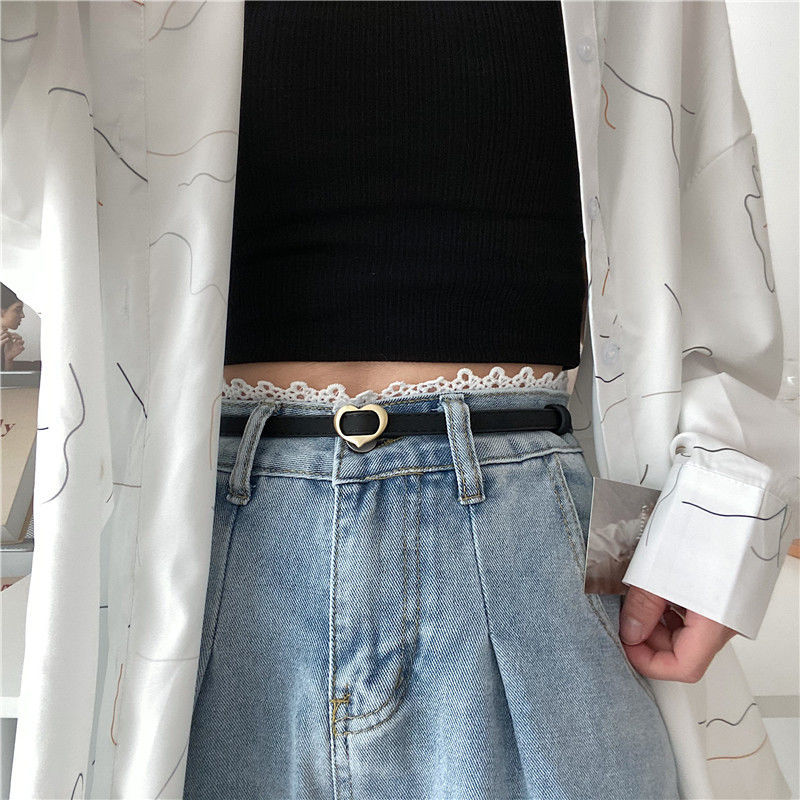 Retro heart non-porous belt ladies decoration with dress shirt suit jeans thin narrow belt