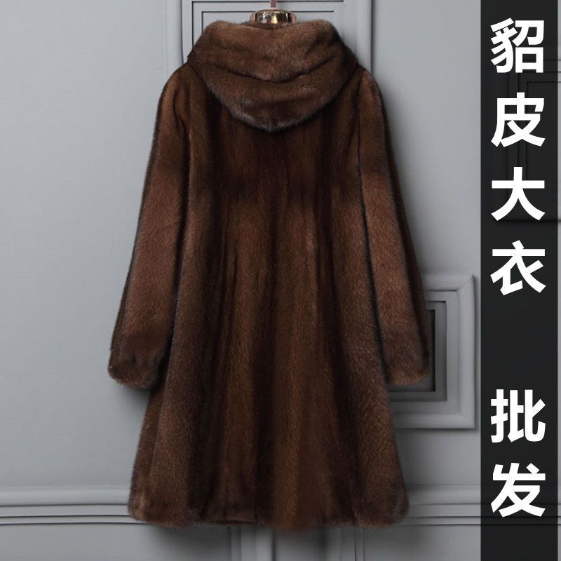 高档2021新款皮草进口貂皮大衣女天鹅绒级长款海宁整貂皮水貂裘皮