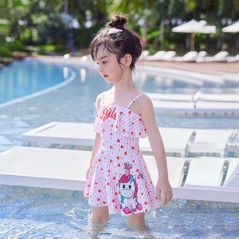 儿童泳衣女童夏季小中大童连体女孩游泳衣2021年新款宝宝泳装可爱