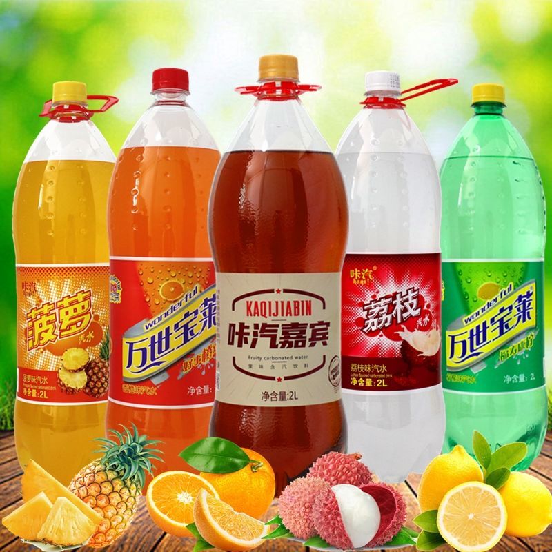 咔汽嘉宾味菠萝荔枝香橙柠檬味老汽水2l瓶果味碳酸饮料大瓶装包邮