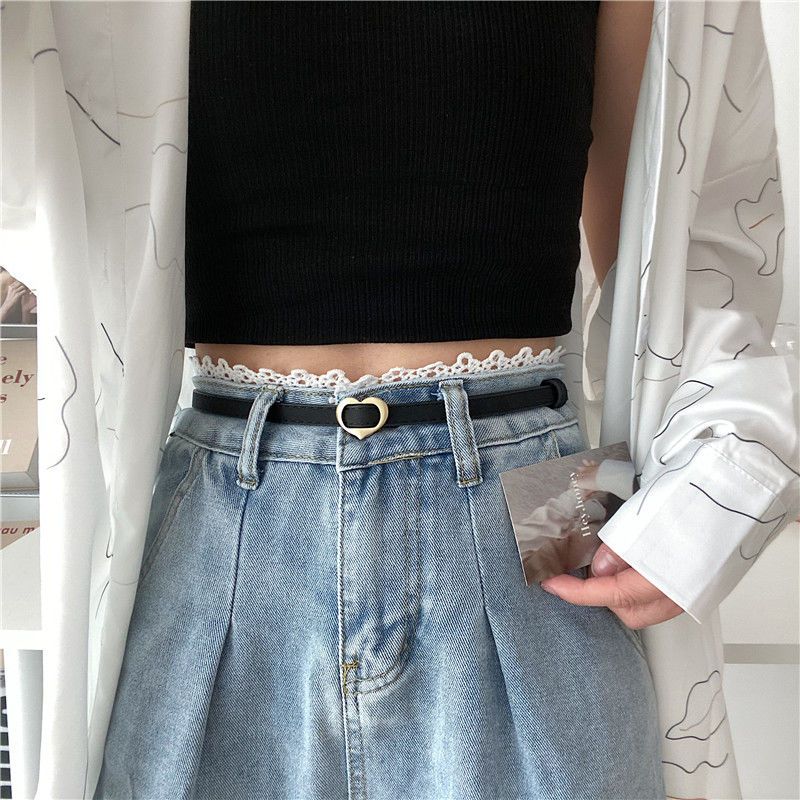 Retro heart non-porous belt ladies decoration with dress shirt suit jeans thin narrow belt