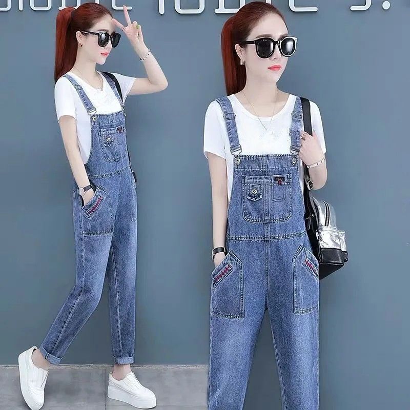 Overalls women's western style age reduction  new fashion spring Korean version loose and thin denim jumpsuit suit [end on February 8]