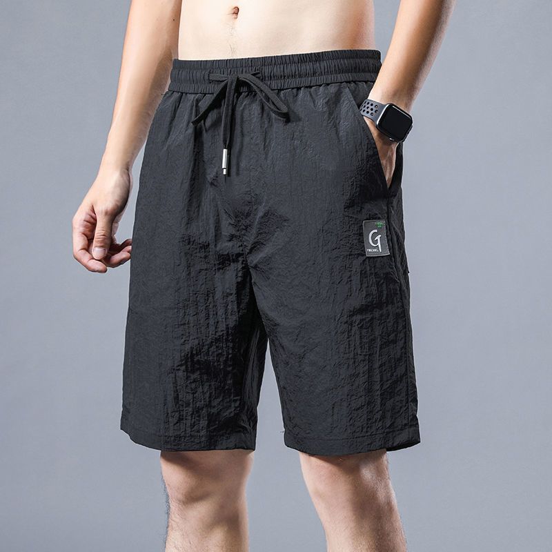 Two-piece summer thin ice silk casual five-point pants boys trendy loose large size sports quick-drying casual shorts