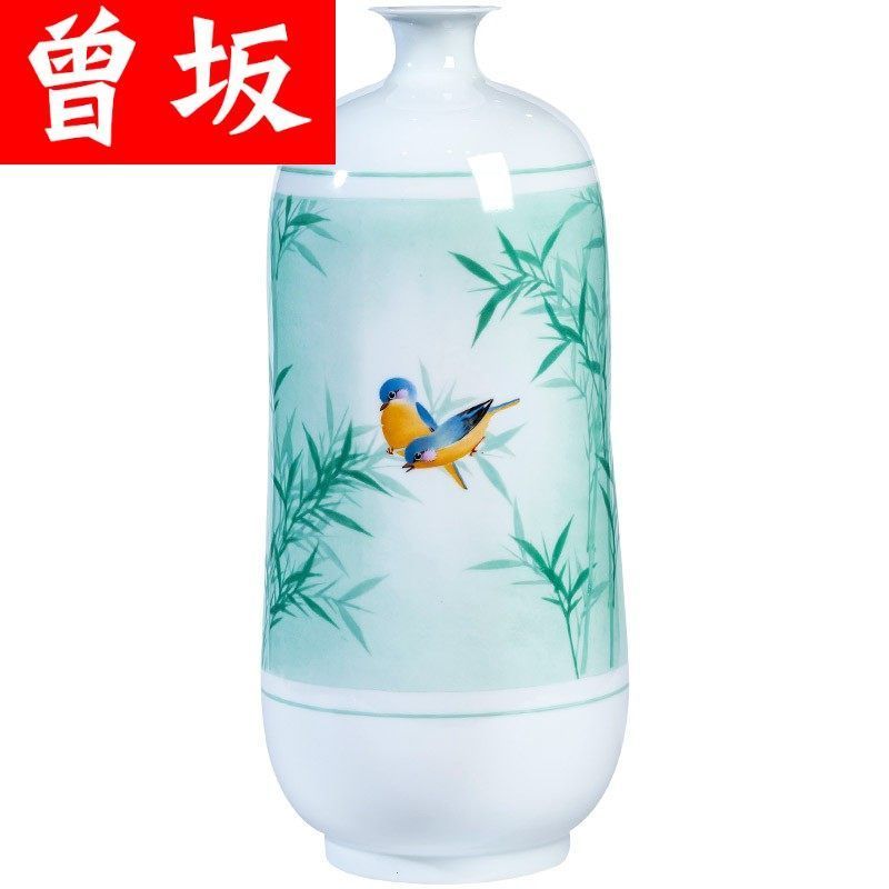 景德镇陶瓷器熊婕大师手绘喜祝富贵花瓶摆件客厅插花干花客厅装饰 虎窝拼