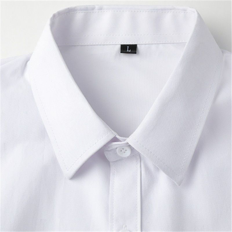 Men's long-sleeved white shirt autumn Korean style trendy handsome large size short-sleeved black shirt business casual dress inch