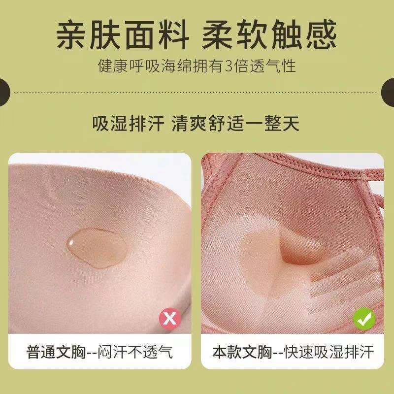 Xiangmi thin section big breasts show small summer underwear women gathered seamless breathable anti-sagging no steel ring bra