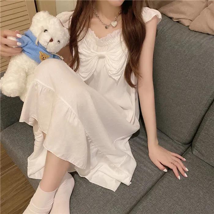 睡衣女2021夏季新款吊帶蝴蝶結睡裙甜美公主風可愛夏天家居服網紅