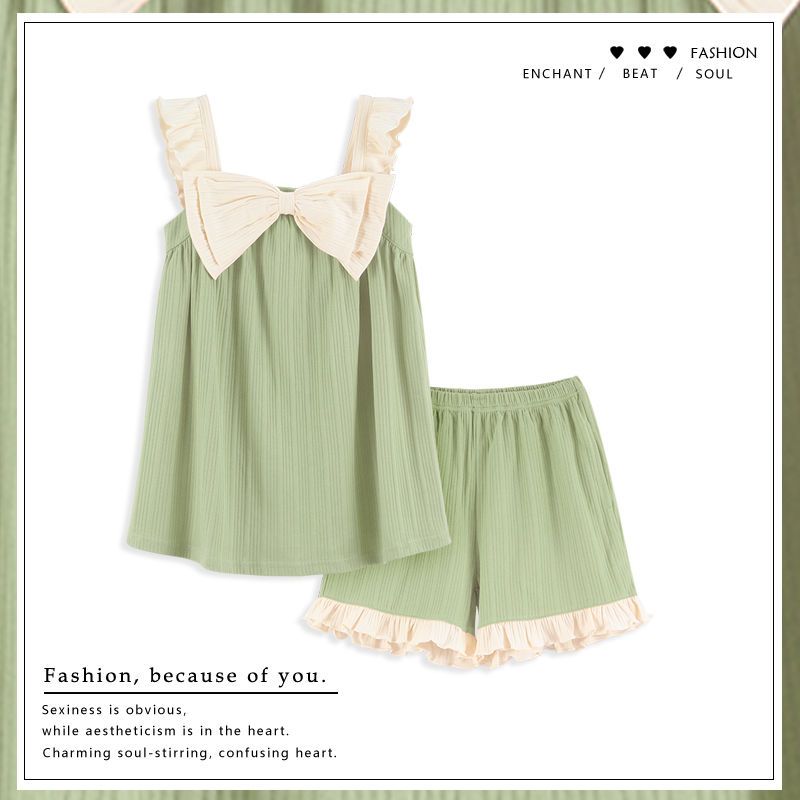 Nanjiren pajamas women's summer thin section 2021 new cotton suspenders summer foreign style net home service two-piece set