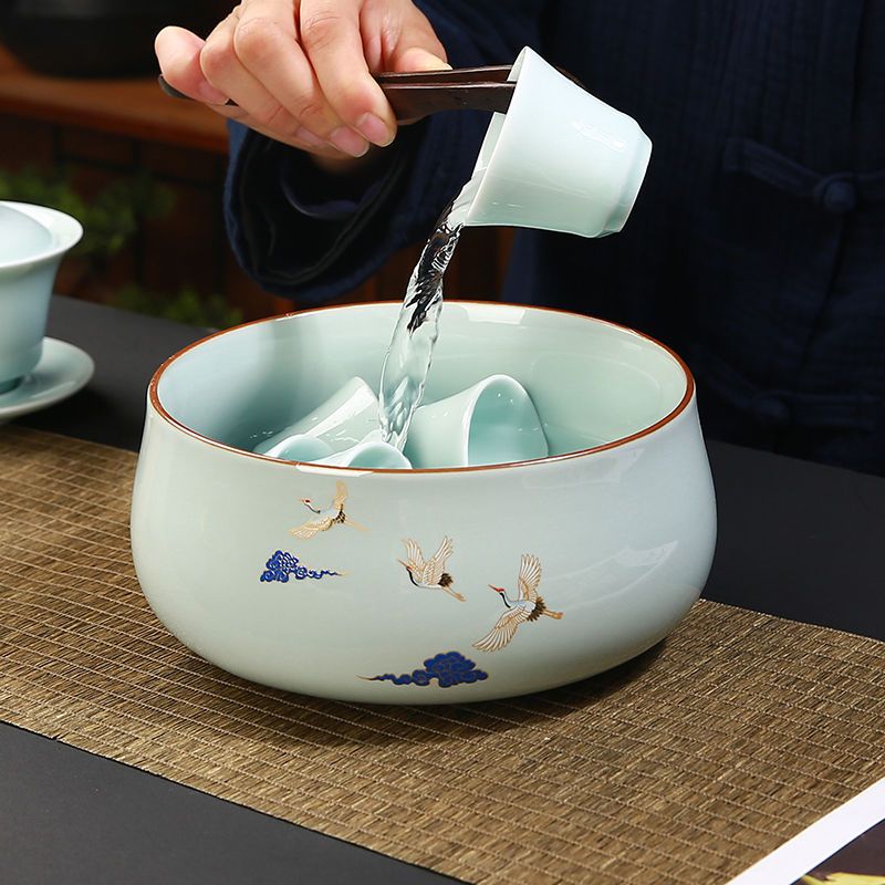 茶洗盘大号陶瓷杯洗水洗碗中式复古风单个茶洗杯盆水盂茶道配件