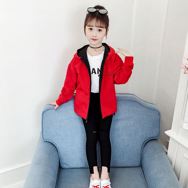 Girls coat spring and autumn middle and big children 2021 new autumn clothes children's net red foreign style fashionable little girl autumn tops