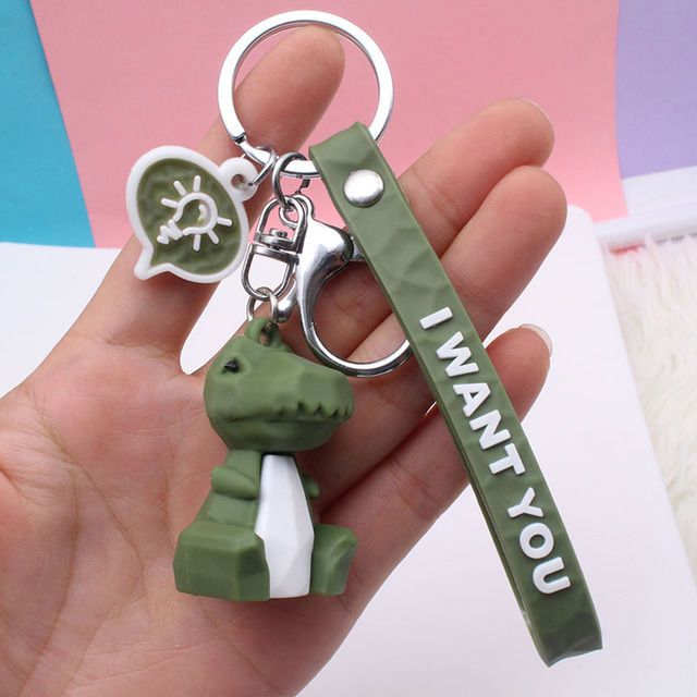 创意卡通情侣几何动物钥匙扣挂件可爱恐龙熊猫汽车包包挂饰小礼品